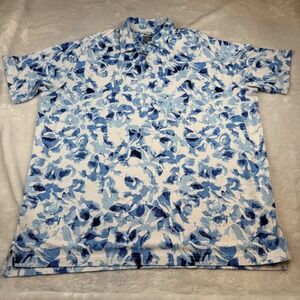 Callaway Opti-Dri XXL Golf Polo Shirt Blue White Floral Print Mens